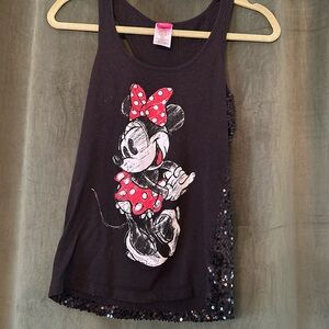 🏷️ 3 for $30  Distressed Minnie mouse tank with sequin backing “ minor flaw”